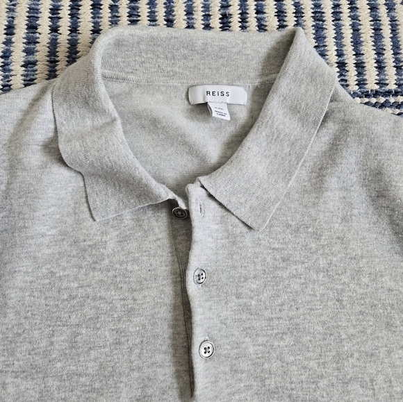 REISS Short Sleeve Popover Polo Shirt Casual Golf size XXL in Gray Color - Picture 11 of 15